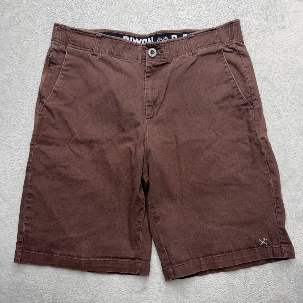 Dixxon Shorts Mens 36 Brown Chino Flat Front Elastic Waist Casual Workwear